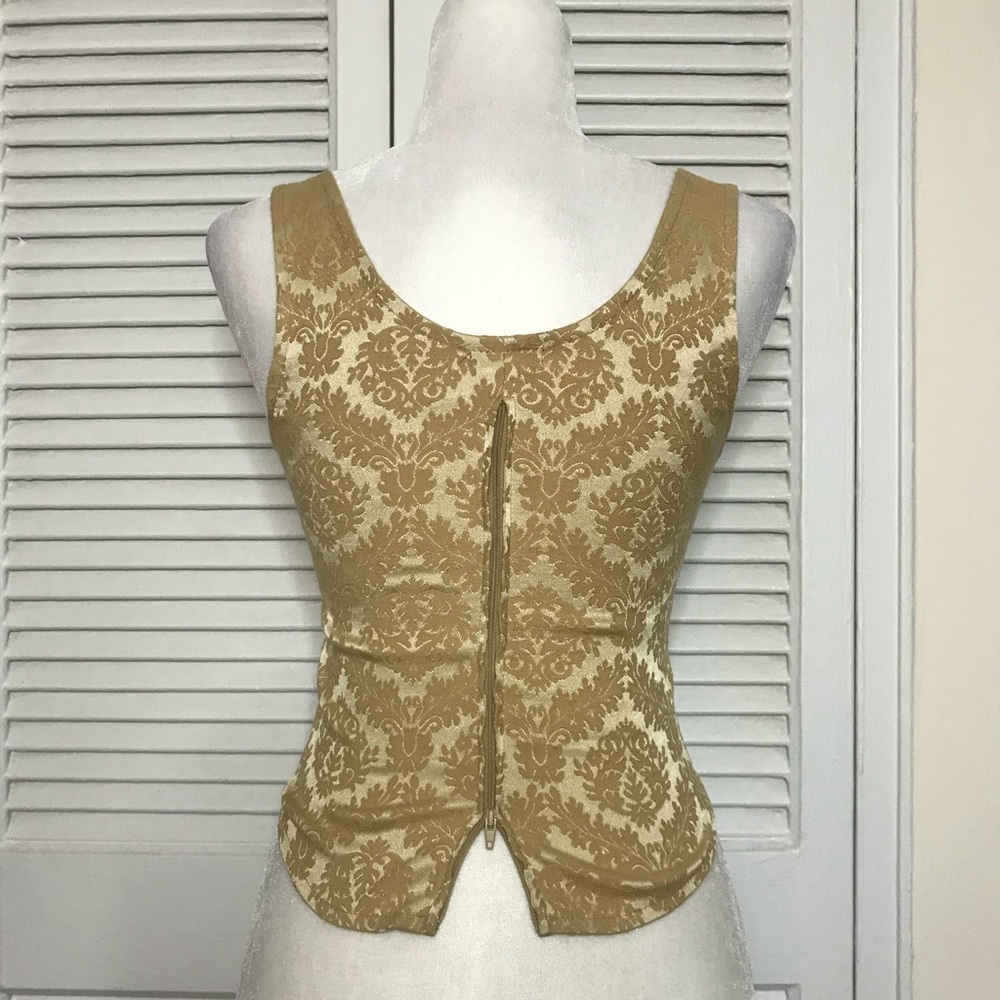 Vintage Gold Floral Brocade Corset - Picture 3 of 3